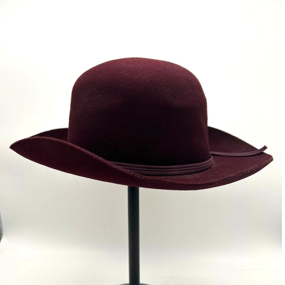 Vintage Banana Republic Safari Co 100% Wool Wide Brim Hat Burgundy Size S USA - Picture 8 of 14
